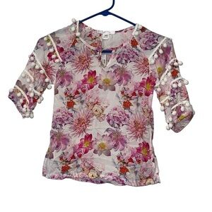 Stella Cove girls floral cover up with Pom-Pom Sleeves sz 4Y nwt